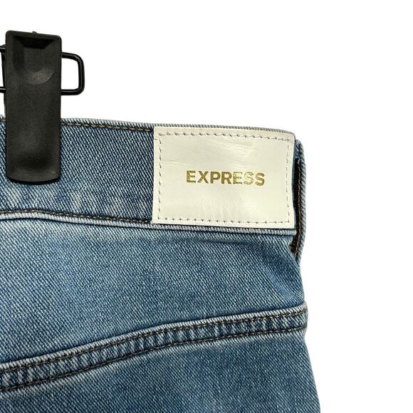 Express Slim Super High Waisted Jeans NWT Women's Sz 18S Light Wash Raw Hem - Picture 8 of 10